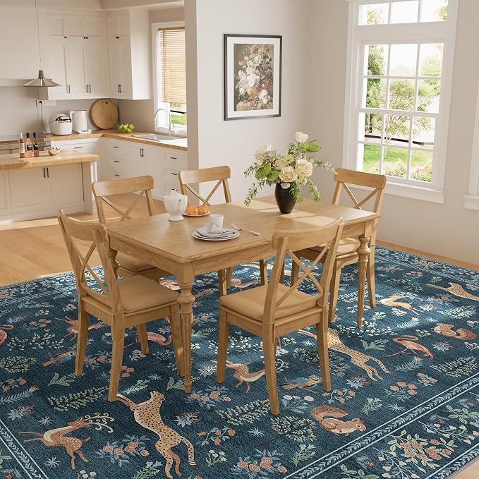 DUKINO 8x10 Rug, Washable Animal Living Room Rug - Image 8