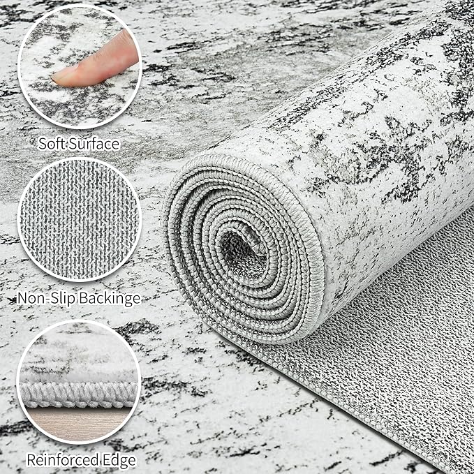 Area Rugs 10x14 Living Room: Large Modern Abstract Washable Rug Soft Anti-Skid - Image 8
