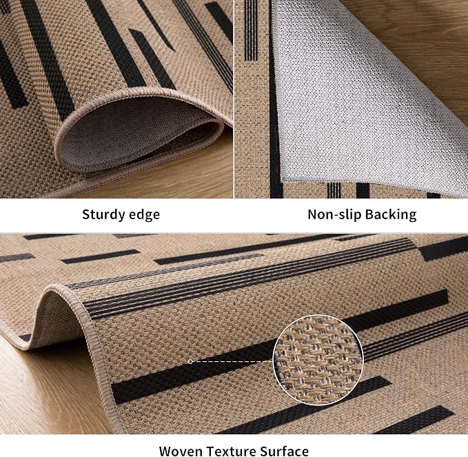 Tangsoo Stripe Easy Jute Rug, Ultra Thin 3x5 Washable Area Rug - Image 3
