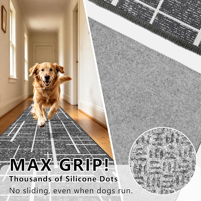 Non Slip Hallway Runner Rug 2x10, Washable Long Rug, Woven Thin Low Pile Carpet - Image 5