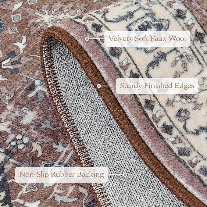 Rugflix 8x10 Area Rugs for Living Room, Washable Rug, Soft Low Pile Carpet - Image 2
