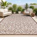 JONATHAN Y Vintage Filigree Indoor Outdoor Area Rug 9X12 Taupe/Espresso by JONATHANY
