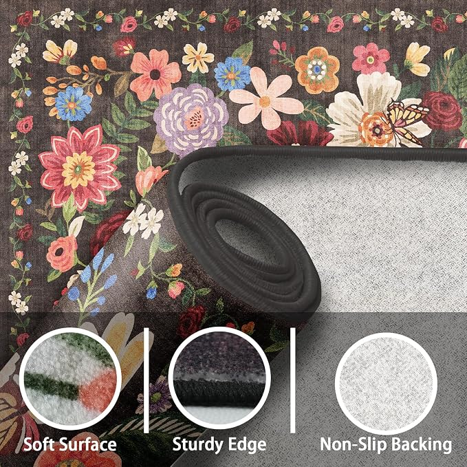 2x4 Entryway Runner Rugs Espresso, Non Slip Washable Rugs - Image 7