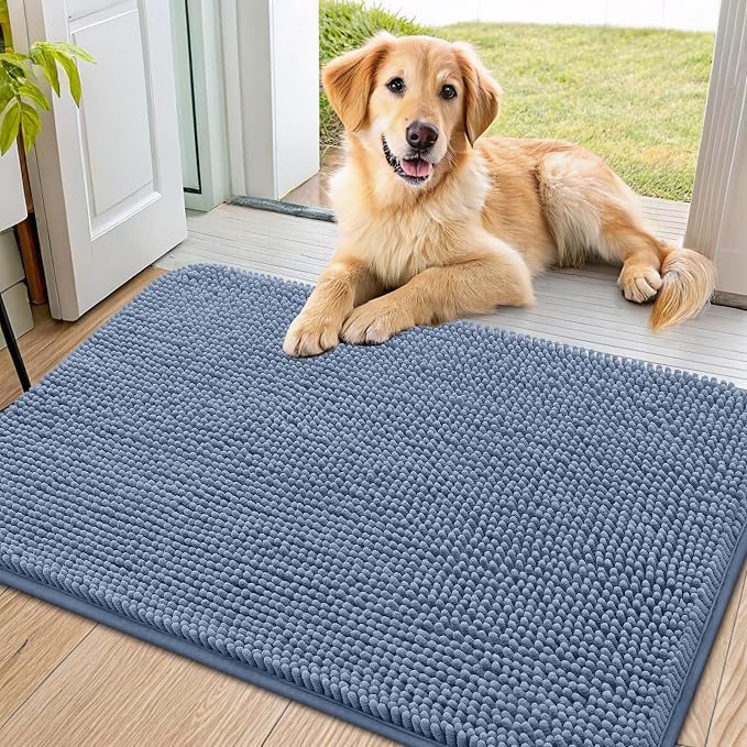 Smiry Dog Door Mat for Muddy Paws 36x24, Absorbent Dirt Trapper, Non-Slip by Smiry