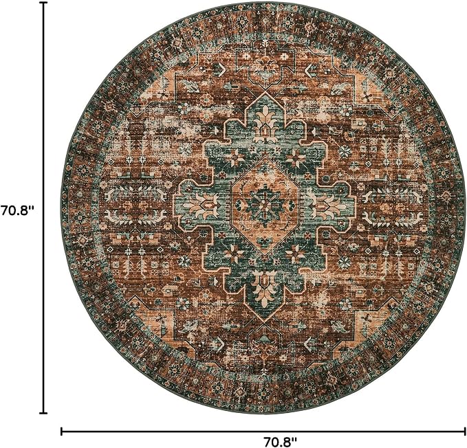 Moynesa Ultra-Thin Washable Round Rug - 6ft Large Dining Room Round Area Rug - Image 2