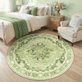 RELEANY Area Rugs Round 5ft Washable Non-Slip, Floral Vintage Distress by RELEANY