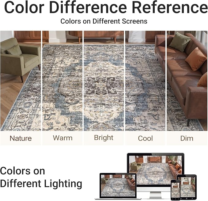 befbee 9x12 Area Rugs for Living Room, Ultra-Thin Washable Rug, Non-Slip - Image 6