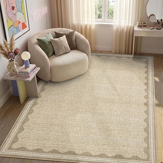 GarveeHome Scalloped 3x5 Rug Washable Non-Slip Low-Pile Indoor Rugs - Image 3