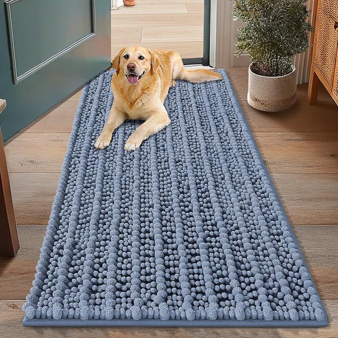 Smiry Dog Door Mat for Muddy Paws 48x30, Absorbent Dirt Trapper, Non-Slip by Smiry