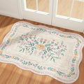 Scalloped Door Mat 2x3 Small Pink Floral Washable Entryway Rug | Soft Low Pile by Dadasgk
