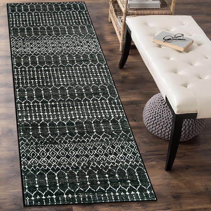 Lahome Moroccan Black Long Runner Washable Hallway Rug, Ultra-Thin Non Slip - Image 7