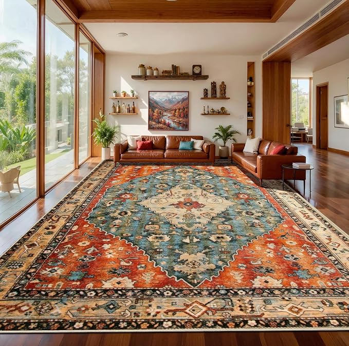 SERISSA 10x14 Area Rugs for Living Room, Large Washable Non-Slip Boho Rug by SERISSAHomeDecorCollection