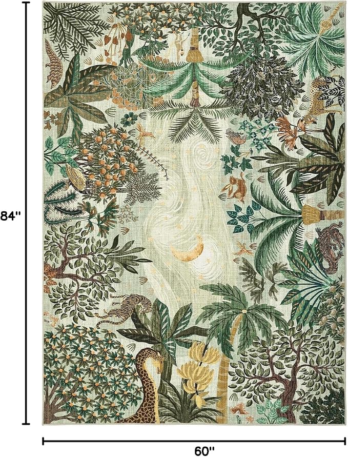 GarveeHome 5x7 Jungle Area Rug Washable Rugs - Image 2