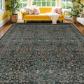 Vintage Dark Green Living Room Rug, 8x10 Washable Area Rugs by HazoHaus