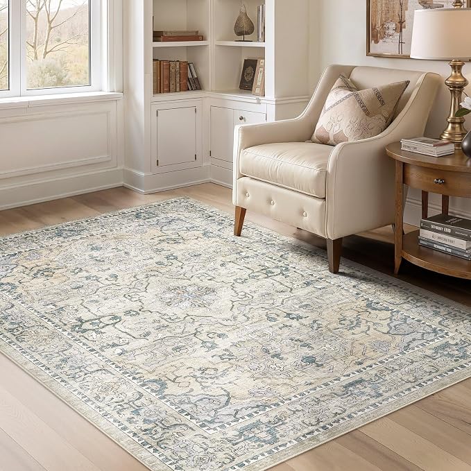 cotiled 4x6 Area Rug Machine Washable Vintage Carpet by COTILED