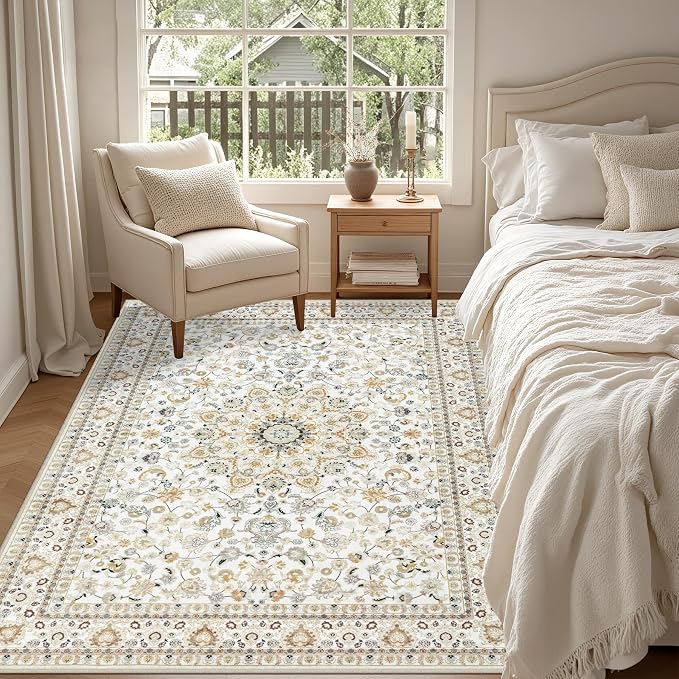 4x6 Area Rugs for Living Room: Washable Rug Soft Vintage Boho Carpet Indoor - Image 3