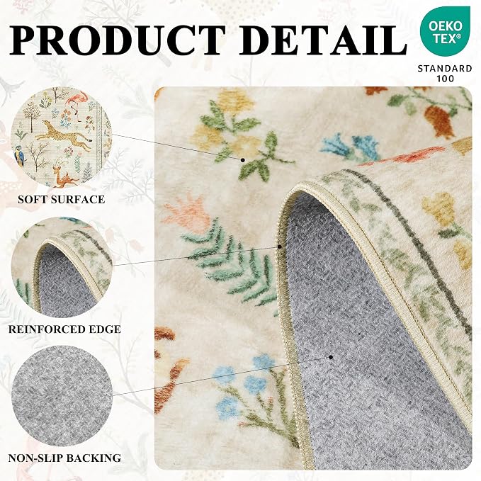 DUKINO 2.6x14 Hallway Runner Rug, Vintage Washable Long Kitchen Rug - Image 4