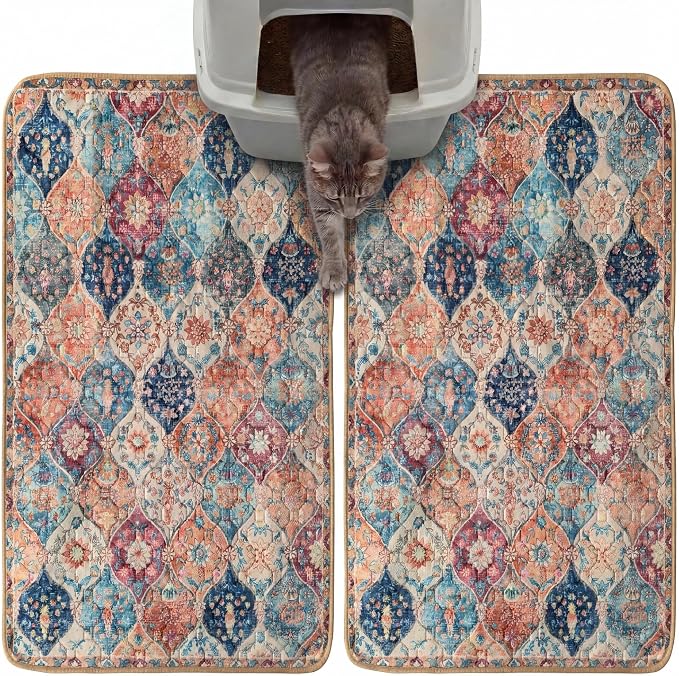 Hompet Cat Litter Mat 2 Pack, 19x30 Machine Washable Trapping Mats by Hompet