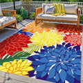 Outdoor Area Rug Washable Multicolored Patio Rug Tropical Botanical Modern by ArenaRug