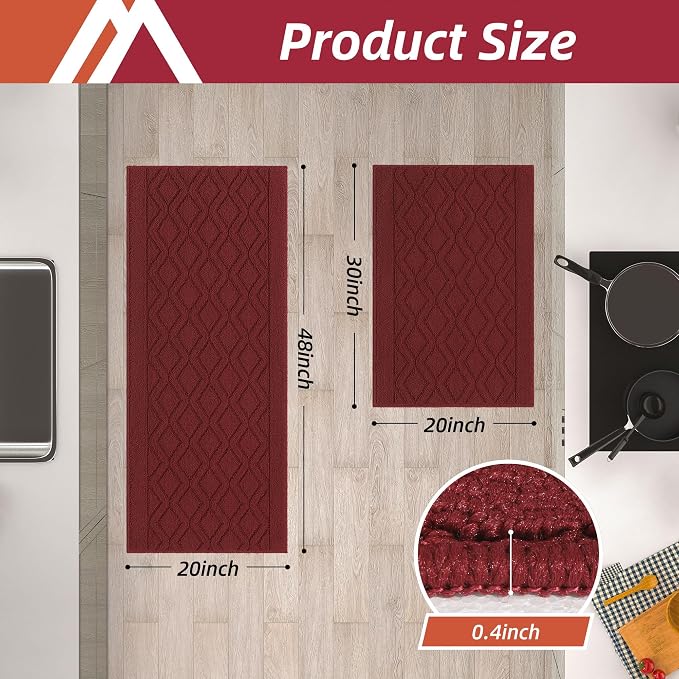 COSY HOMEER 48x20 Inch/30X20 Inch Kitchen Rug Mats Made of 100% Polypropylene 2 - Image 6