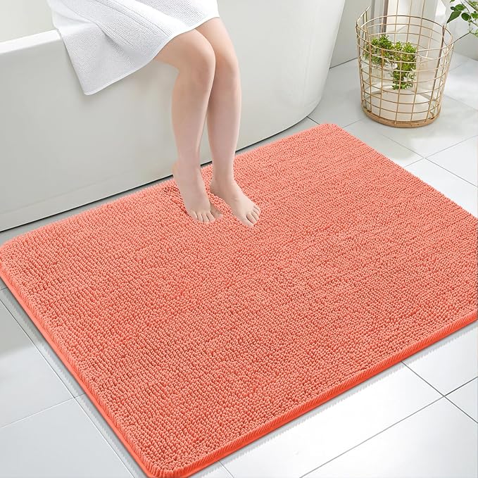 OLANLY Large Bathroom Rugs 40x32, Extra Soft Absorbent Chenille Bath Rugs by OLANLY