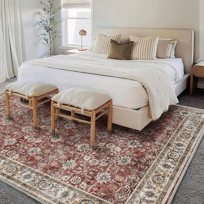 CHAMPLANT Washable Area Rug 4'x6' Traditional Floor Cover Foldable Thin Rugs - Image 2