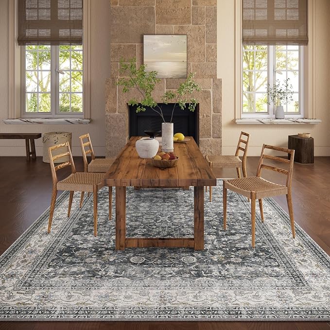 Machine Washable Rugs for Living Room: 6x9 Bedroom Rug Vintage Boho Area Rug - Image 5