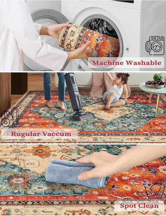 SERISSA Runner Rug for Hallways, Extra Long Boho Rug Ultra Soft Vintage Tribal - Image 4