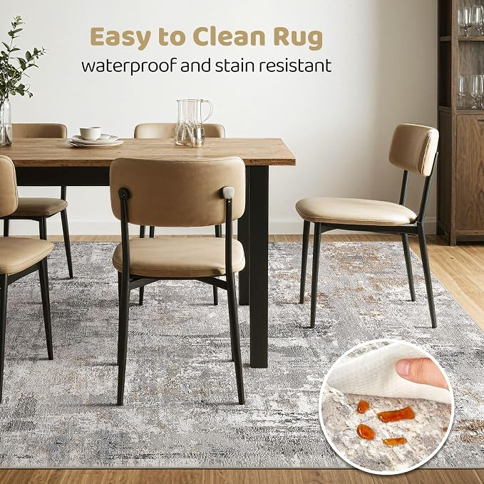 10x14 Area Rugs Living Room: Washable Large Abstract Modern Soft Rug Stain - Image 6