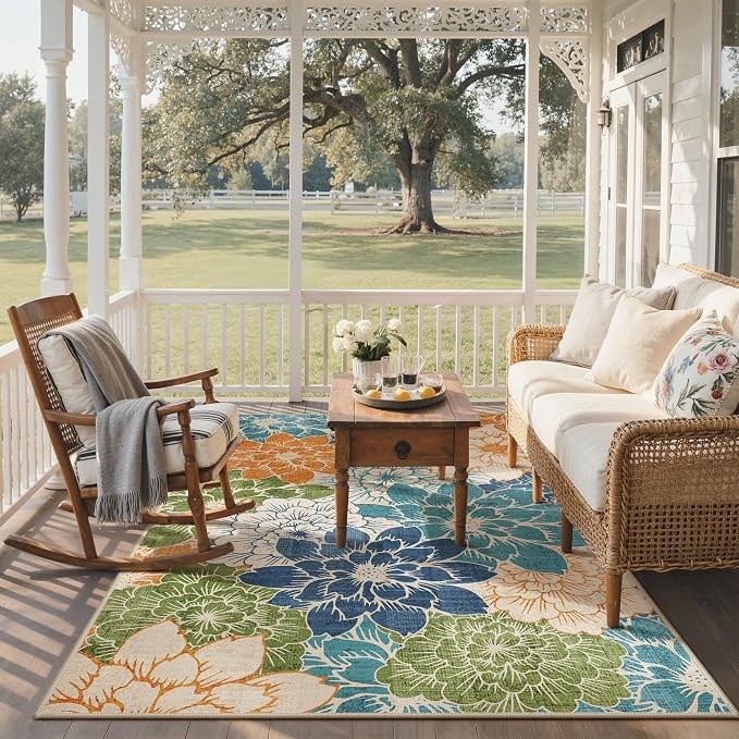 GENIMO Indoor Outdoor Area Rug 5'x8', Machine Washable Rugs - Image 6
