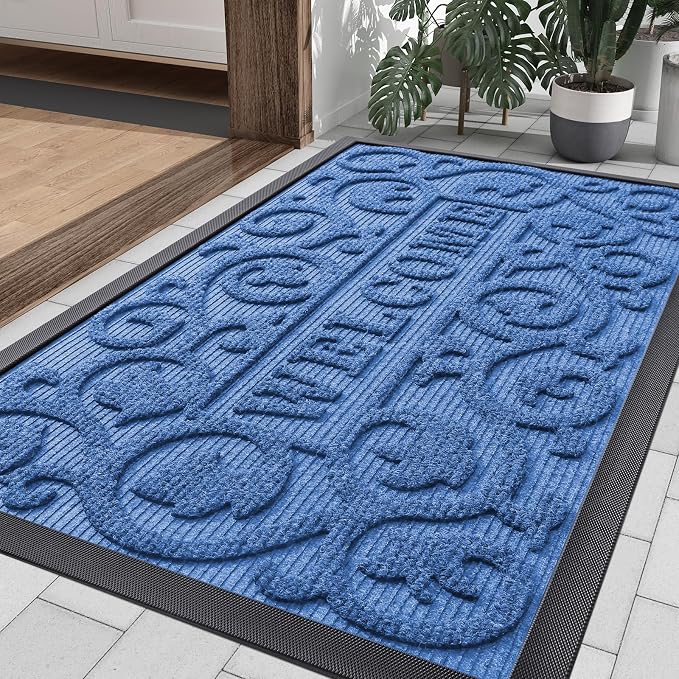 Smiry Welcome Door Mat Outside Entrance, Heavy Duty Trap Dirt and Moisture Easy by Smiry