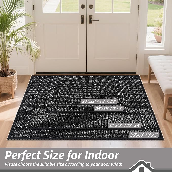 BEQHAUSE Dirt Trapper Door Mat 24" x 36", Non-Slip Washable Doormats Entrance - Image 2