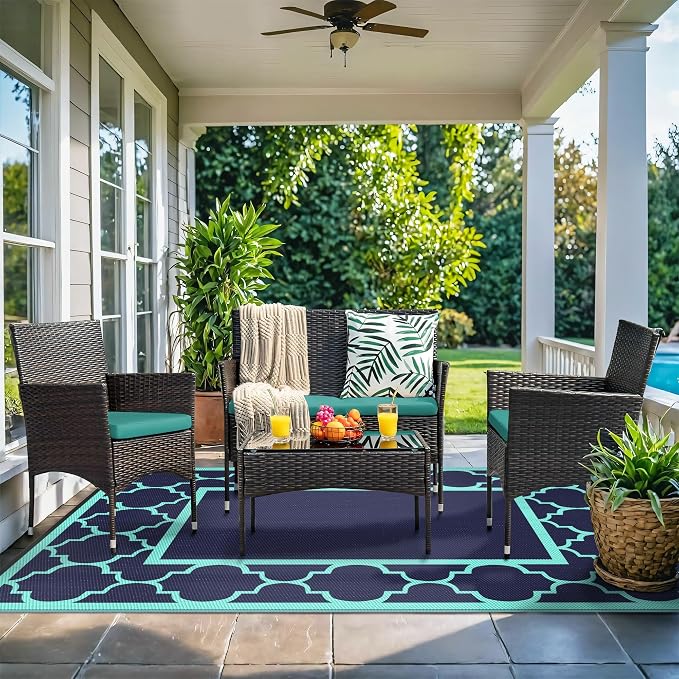 GENIMO 8 ' x 10 ' Outdoor Rug for Patio, Waterproof Indoor Outdoor Plastic - Image 2