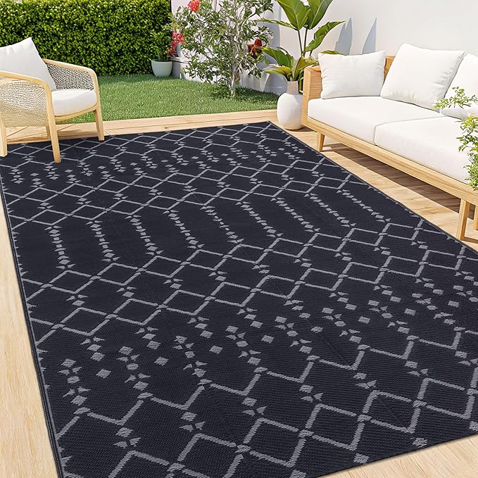 Smiry Outdoor Rug 8x10 ft, Waterproof Reversible Plastic Straw Rugs, Boho by Smiry