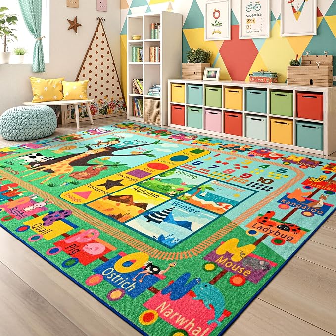 Maxsoft Kids Rug for Playroom, Educational 6x9 Play Mat for Classroom, Washable - Image 7
