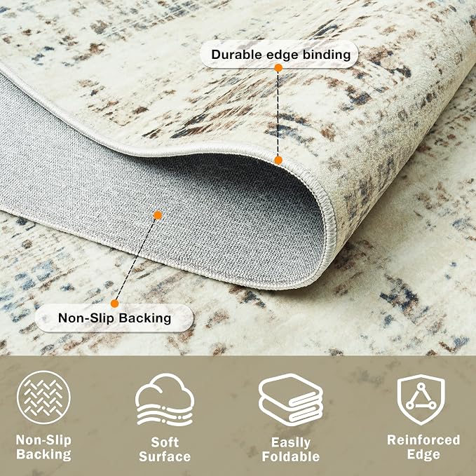 9x12 Area Rugs for Living Room Washable Rug: Anti-Skid Abstract Modern Living - Image 4