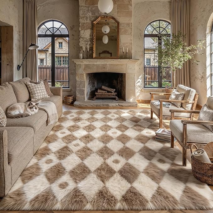 PureCozy Brown 9x12 Area Rug for Living Room Washable Non Slip Neutral Soft by PureCozy