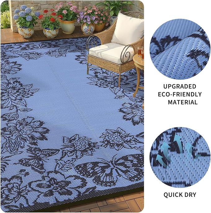 Garvee Outdoor Rugs 8’x10’ Waterproof Reversible Mats, Large Area Plastic Straw - Image 6