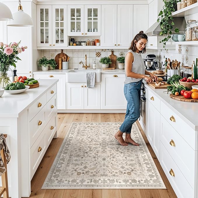 4x5 Washable Kitchen Entryway Rug – Non-Slip Soft Low Pile Indoor Carpet - Image 3