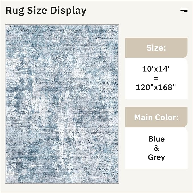 Soalmost 10x14 Area Rugs for Living Room, Non Slip Machine Washable Vintage Rugs - Image 5