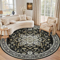Round Area Rug for Living Room: 8 ft Washable Vintage Boho Soft Thin Circle Rug by EXPEDIX