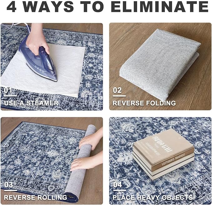 KILOCOCO Runner for Hallway 3x12 Runner Rug Printed Vintage Floral Washable Rug - Image 5