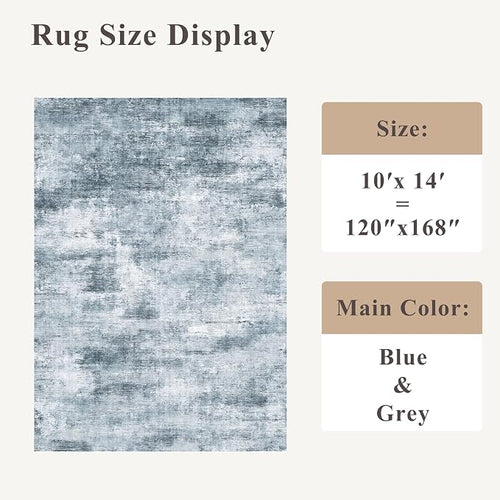 10x14 Area Rug Living Room – Washable Large Neutral Modern Abstract Soft Low - Image 2