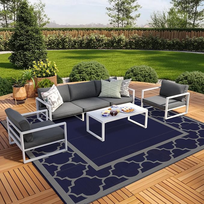 GENIMO 10 'x10 ' Outdoor Rug for Patio Clearance, Waterproof Indoor Outdoor by GENIMO