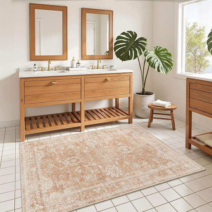 Madane Washable Area Rug 4x6, Low Pile Stain Resistant Vintage Area Rugs - Image 4