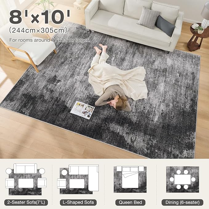 DMOYEST 8x10 Area Rug for Living Room, Washable & Non Slip Large Indoor Carpet - Image 8