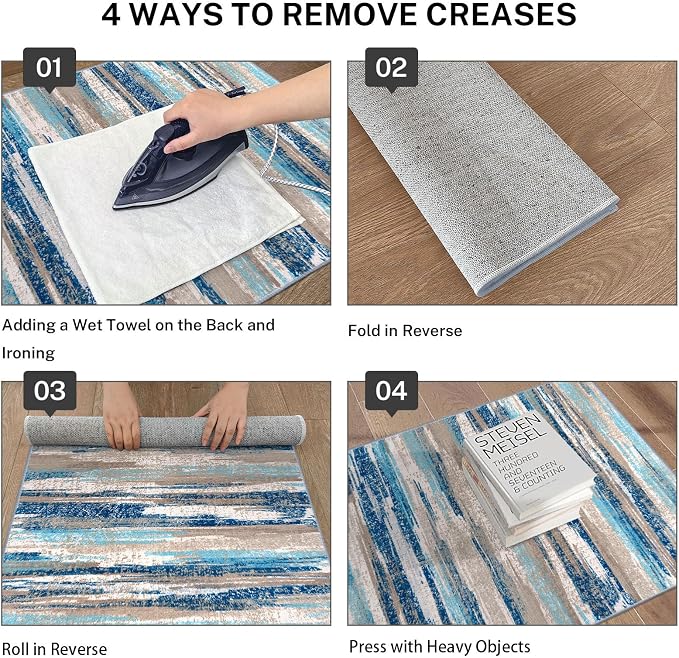 Lansny Small Abstract Area Rug, Entryway Rug Washable Door Mat Indoor Entrance - Image 5