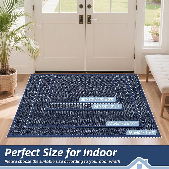 BEQHAUSE Dirt Trapper Door Mat 24" x 36", Non-Slip Washable Doormats Entrance - Image 2