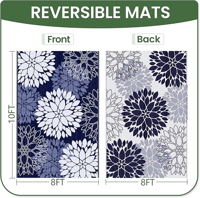 LuxStep Outdoor Rug Waterproof Outdoor Plastic Straw Rug Reversible Patio Rug - Image 2