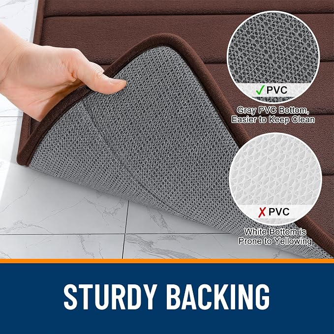 OLANLY Memory Foam Bath Mat 35x16, Super Soft Absorbent Bathroom Rugs, Quick Dry - Image 7